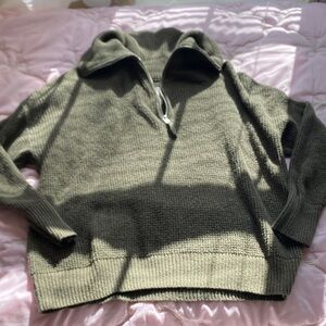 Aerie Olive Green Half-Zip Sweater